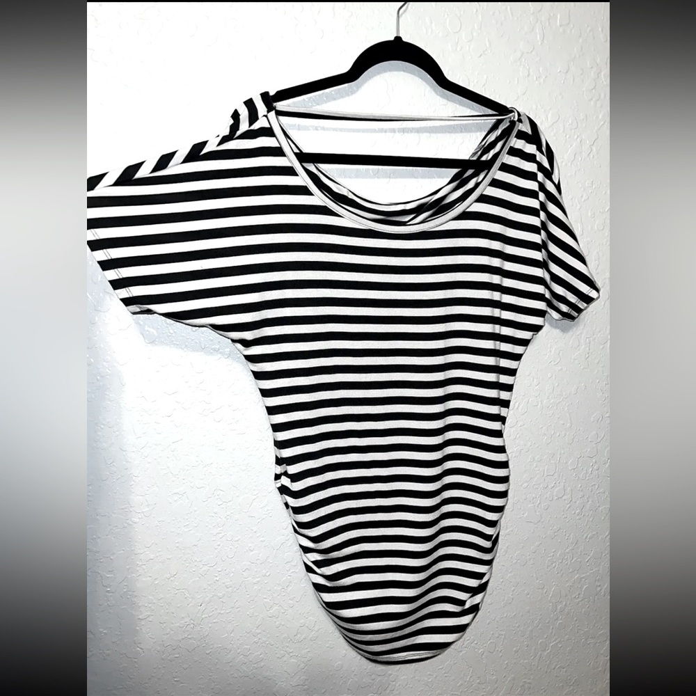 Charlotte Russe Black White Striped Tunic Shirt Top Dress Juniors Sz M